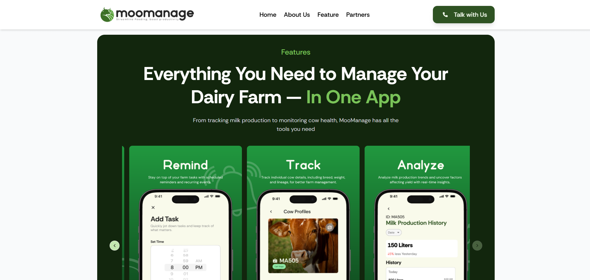 MooManage Landing screen 3